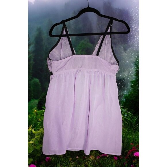Purple Lace Babydoll Slip Dress - Fairycore Cottagecore Y2K Lingerie - 14/16 - Picture 5 of 13
